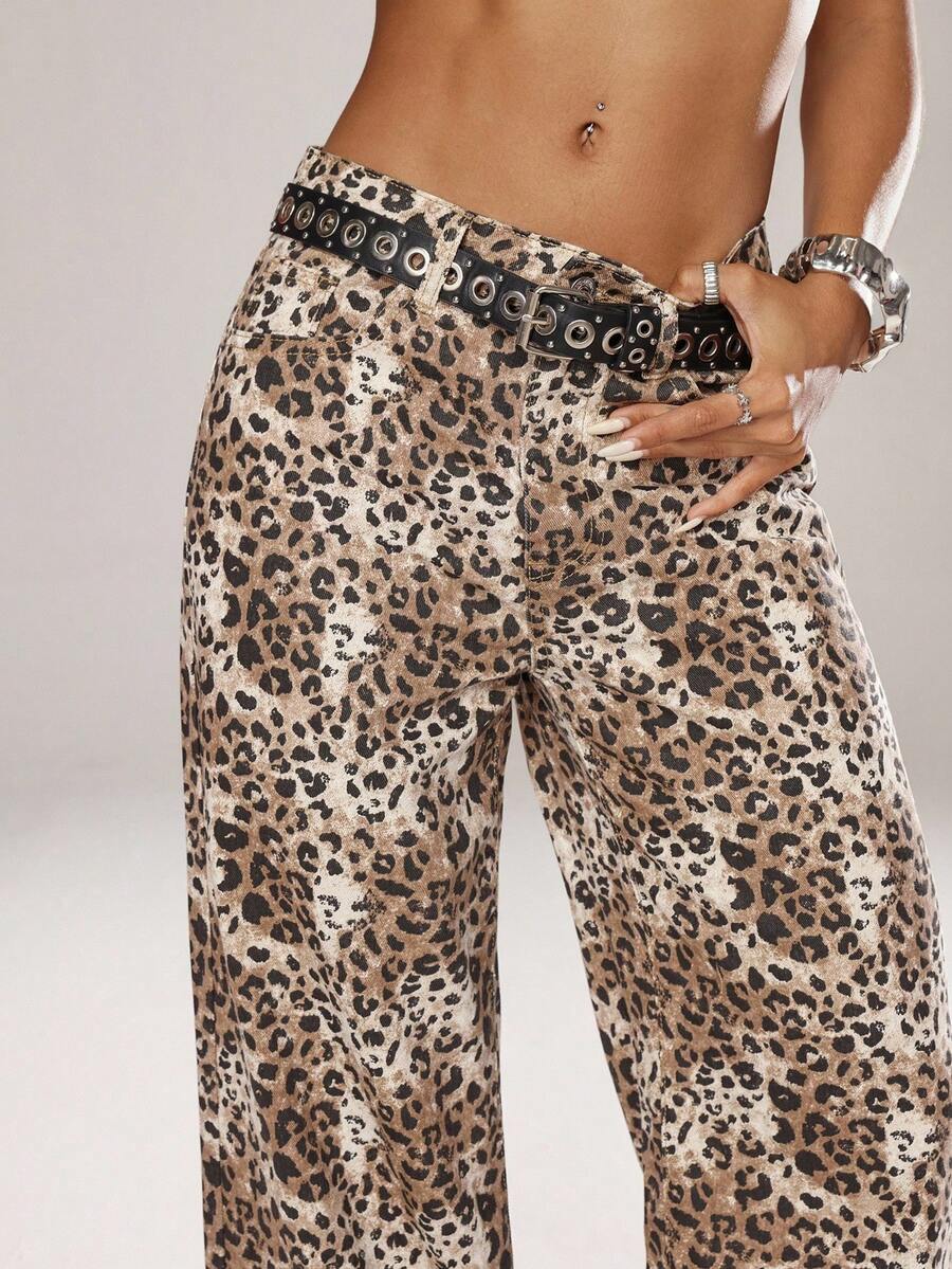 SHEIN ICON Women's Loose Fit Wide Leg Pockets Casual Versatile Jeans Pants