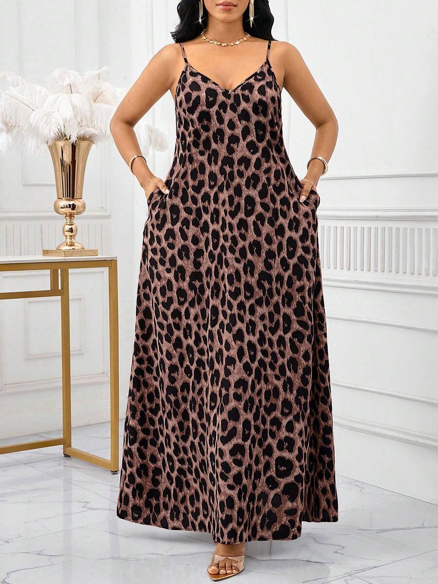 SHEIN Lady Leopard Print Women Maxi Dresses Women Lady Boho Backless Women Ladies Baggy Maxi Dress Women Dresses Loose Strapless Birthday&Event Dresses /Holiday Dresses Vacation Outfits Women Boho/Bohemia/Boho Women's Clothing Halter Top African Woman Clothing Women Dresses Summer Tropical Dresses For Women New Arrivals Women Dress Beach Dress Easter Dresses / Easter Dress Women / Easter Outfit Women Summer Dresses For Women