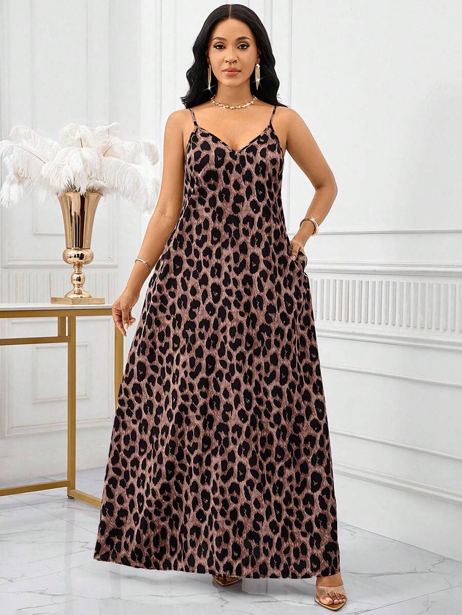 SHEIN Lady Leopard Print Women Maxi Dresses Women Lady Boho Backless Women Ladies Baggy Maxi Dress Women Dresses Loose Strapless Birthday&Event Dresses /Holiday Dresses Vacation Outfits Women Boho/Bohemia/Boho Women's Clothing Halter Top African Woman Clothing Women Dresses Summer Tropical Dresses For Women New Arrivals Women Dress Beach Dress Easter Dresses / Easter Dress Women / Easter Outfit Women Summer Dresses For Women