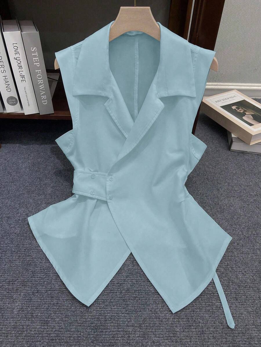 INAWLY Women's Casual Solid Color Sleeveless Blouse, Summer