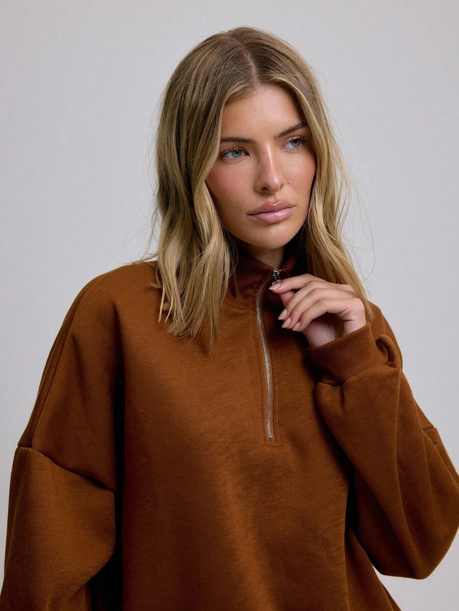 MUSERA Quarter Zip Oversized Sweatshirt Casual, Airport Graduation, Back To School, Teacher, Winter Carnival Vacation