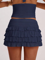 SHEIN BAE Women's Fashionable Sexy Multi-Layer Ruffle Hem Mini Skirt, Summer,Valentine's Day,Valentine Outfits For Women