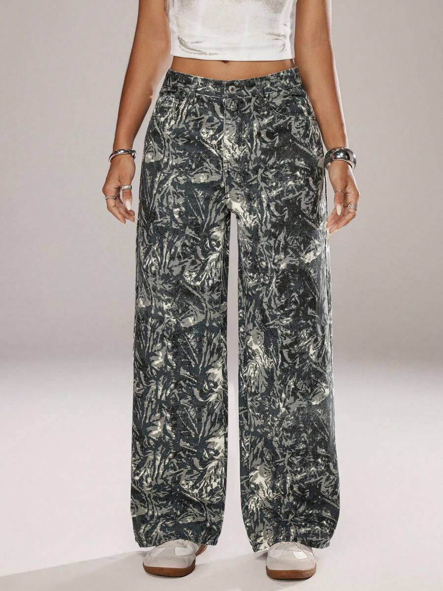 SHEIN ICON Casual Relaxed-Fit High-Waist Straight Leg Denim Jeans