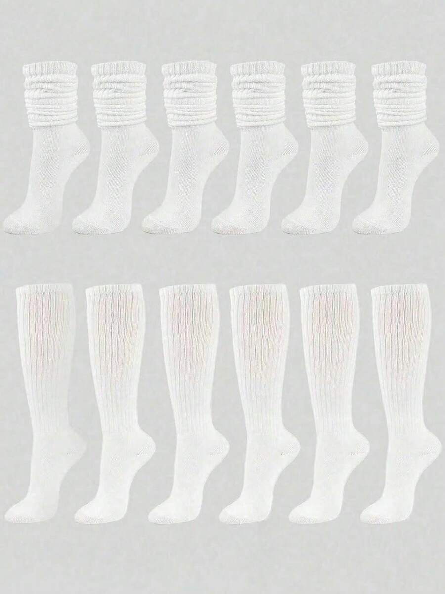 1/3/6 Pairs Women's Fall Autumn Winter Slouch Knit Socks Slouchy Socks Women Scrunch Socks Women Scrunchie Socks Women Crew Socks Delamerican (Apricot, Light Yellow, Khaki, Brown) Compression Socks Comfortable, Warm & Breathable, Fashionable Perfect Gifts For Hiking, Back To School, Halloween & Christmas Xmas, Cozy