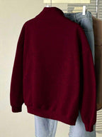 Lalippa Casual Versatile Embroidered Detail Half-Zip Collar Sweatshirt, Christmas