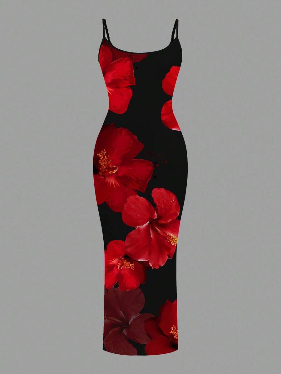 Slaydiva 2025/Summer Outfits For Women/Fall Women Clothes/Summer Dresses For Women/Elegant Dresses For Women/Wedding Guest Dress Women/Vacation Outfits Woman/Going Out/Classy Outfits For Women/Floral Graphic Casual Minimalist Sleeveless Dress Chic Dress