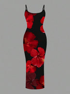 Slaydiva 2025/Summer Outfits For Women/Fall Women Clothes/Summer Dresses For Women/Elegant Dresses For Women/Wedding Guest Dress Women/Vacation Outfits Woman/Going Out/Classy Outfits For Women/Floral Graphic Casual Minimalist Sleeveless Dress Chic Dress