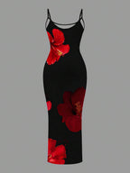 Slaydiva 2025/Summer Outfits For Women/Fall Women Clothes/Summer Dresses For Women/Elegant Dresses For Women/Wedding Guest Dress Women/Vacation Outfits Woman/Going Out/Classy Outfits For Women/Floral Graphic Casual Minimalist Sleeveless Dress Chic Dress