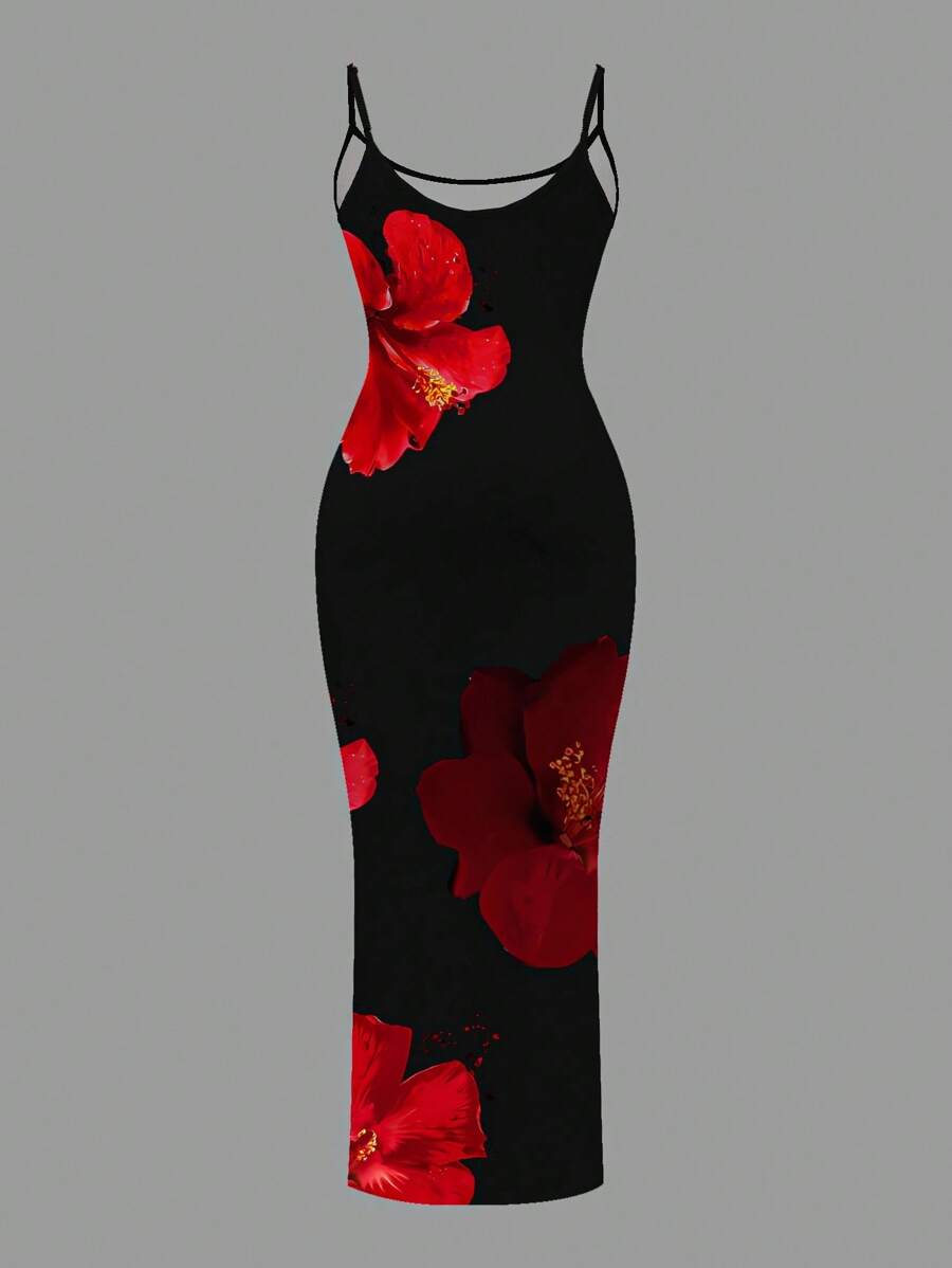Slaydiva 2025/Summer Outfits For Women/Fall Women Clothes/Summer Dresses For Women/Elegant Dresses For Women/Wedding Guest Dress Women/Vacation Outfits Woman/Going Out/Classy Outfits For Women/Floral Graphic Casual Minimalist Sleeveless Dress Chic Dress