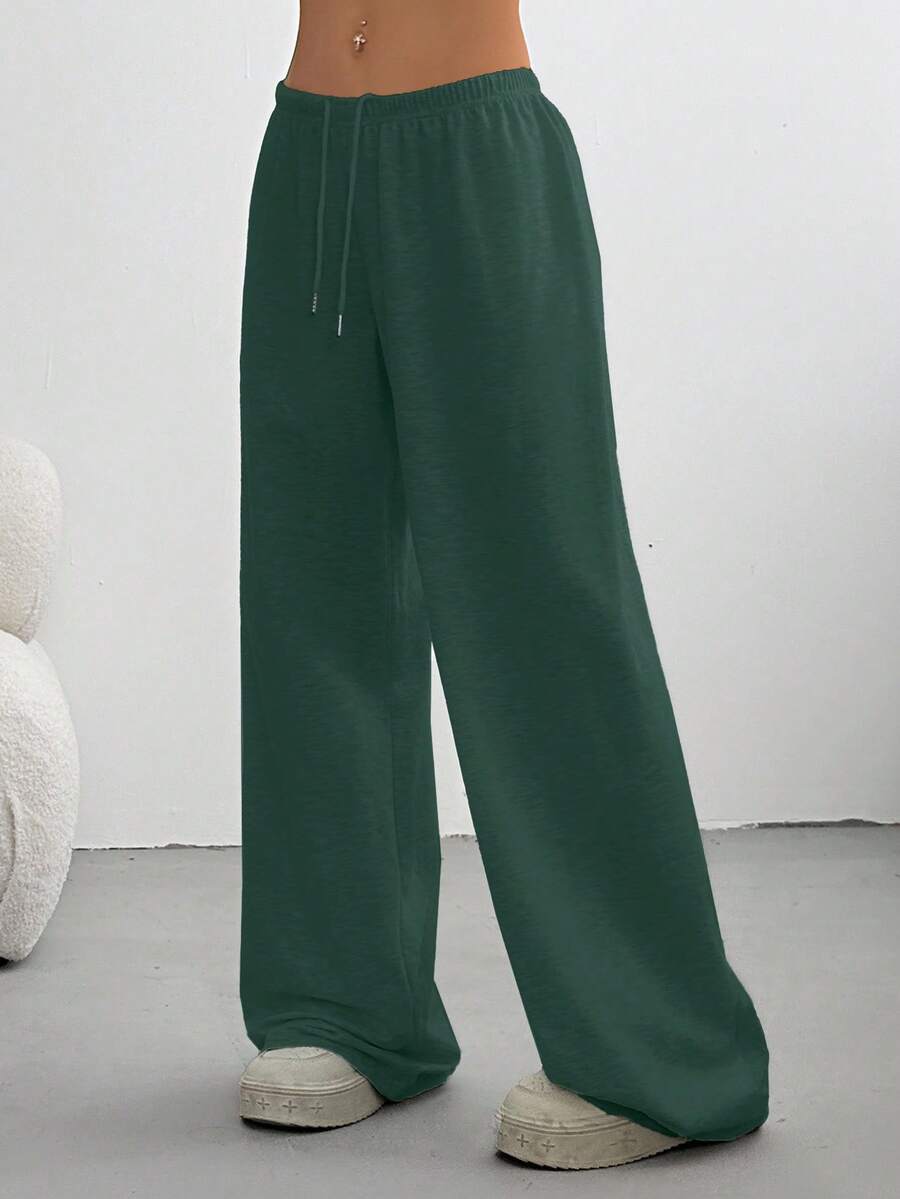 CovetEZ Women's Casual Loose Solid Color Drawstring Waist Sweatpants Wide Leg Sweatpants Graduation,Back To School Outfits,Graduation,Teacher Outfits For Women,Back To School