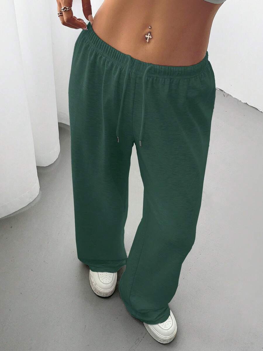 CovetEZ Women's Casual Loose Solid Color Drawstring Waist Sweatpants Wide Leg Sweatpants Graduation,Back To School Outfits,Graduation,Teacher Outfits For Women,Back To School