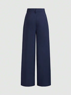 Vela Rue Minimalist Design Jumpsuit Pants, Hook & Zipper Closure, Thin Solid Green Straight Leg Trousers, Flattering Wide Leg, Fashionable All Season