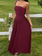 MainGRL Women's Casual Long Dress In Beige Color, Summer,Butter Yellow Dress