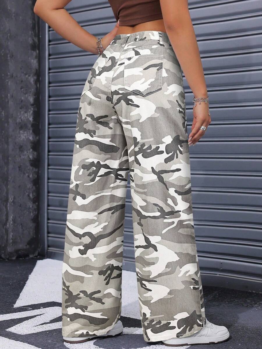 SHEIN ICON Casual Relaxed-Fit High-Waist Straight Leg Denim Jeans