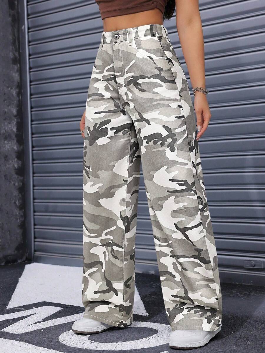 SHEIN ICON Casual Relaxed-Fit High-Waist Straight Leg Denim Jeans