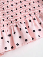 Sweetra Women's Elegant French Style Polka Dot Bow Shoulder Tie Waist Slim Fit Casual Versatile Tank Top, Spring/Summer