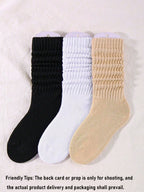 1/3/6 Pairs Women's Fall Autumn Winter Slouch Knit Socks Slouchy Socks Women Scrunch Socks Women Scrunchie Socks Women Crew Socks Delamerican (Apricot, Light Yellow, Khaki, Brown) Compression Socks Comfortable, Warm & Breathable, Fashionable Perfect Gifts For Hiking, Back To School, Halloween & Christmas Xmas, Cozy