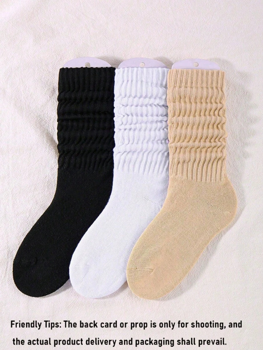 1/3/6 Pairs Women's Fall Autumn Winter Slouch Knit Socks Slouchy Socks Women Scrunch Socks Women Scrunchie Socks Women Crew Socks Delamerican (Apricot, Light Yellow, Khaki, Brown) Compression Socks Comfortable, Warm & Breathable, Fashionable Perfect Gifts For Hiking, Back To School, Halloween & Christmas Xmas, Cozy