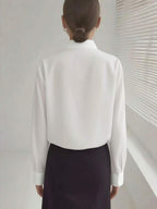 Classic Women's Black Button Detail Long Sleeve Regular Collar Shirt