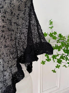 Comfortcana Plus Size Women Casual Ruffled Hem Semi-Sheer Crochet Poncho Sweater, Suitable For Summer Outings And Dates