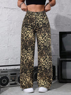 SHEIN ICON Women's Loose Fit Wide Leg Pockets Casual Versatile Jeans Pants