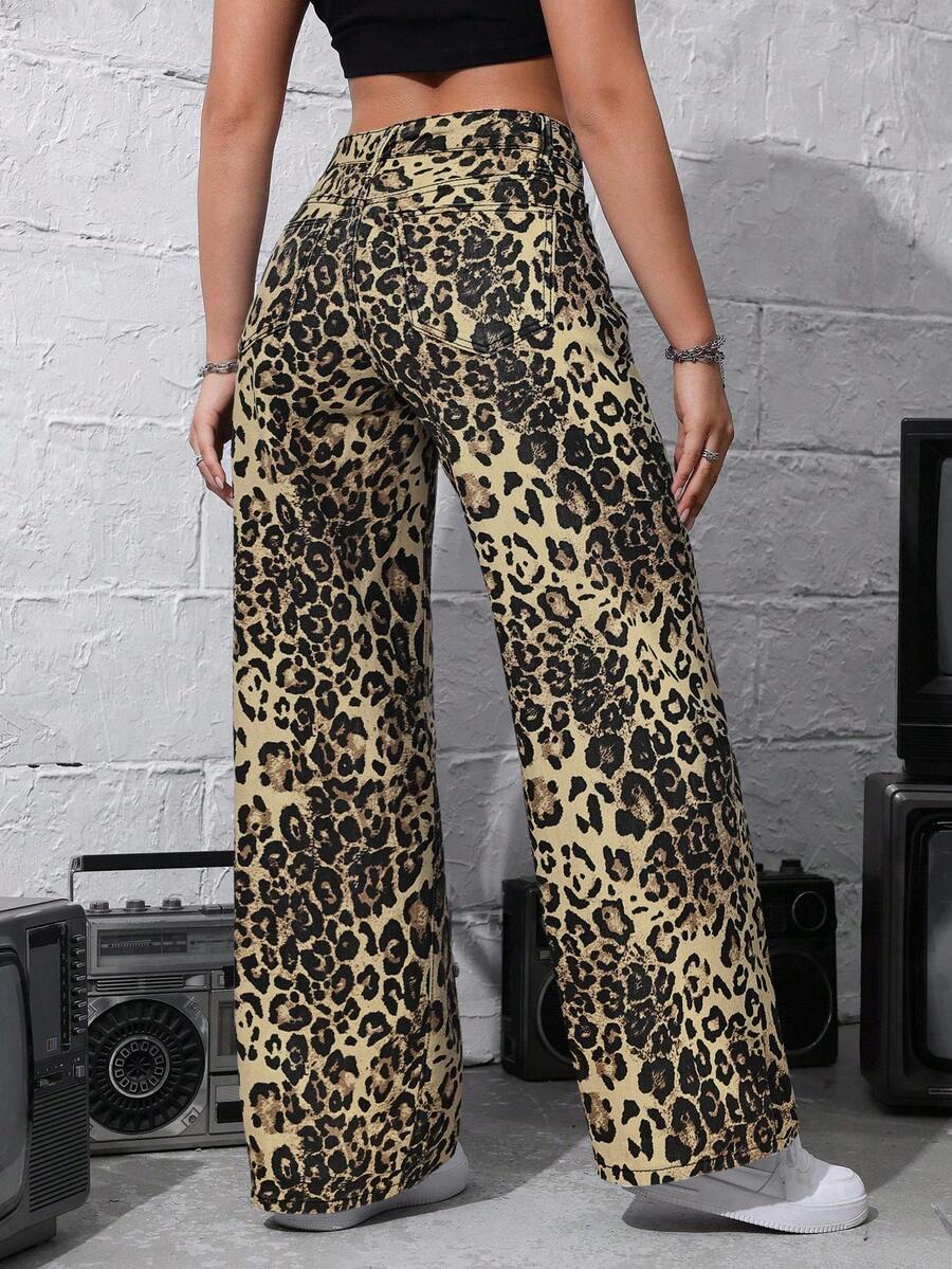 SHEIN ICON Women's Loose Fit Wide Leg Pockets Casual Versatile Jeans Pants