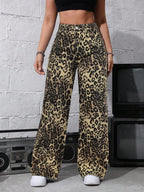 SHEIN ICON Women's Loose Fit Wide Leg Pockets Casual Versatile Jeans Pants