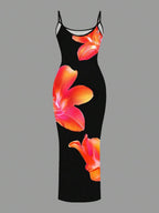 Slaydiva Casual Floral Print Camisole Bodycon Long Dress For Women, Summer Yellow Floral Bodycon Dress Yellow Summer Dress Bodycon Dress Women Yellow Dress Floral Print Bodycon Dress Suitable For Going Out Chic Dress