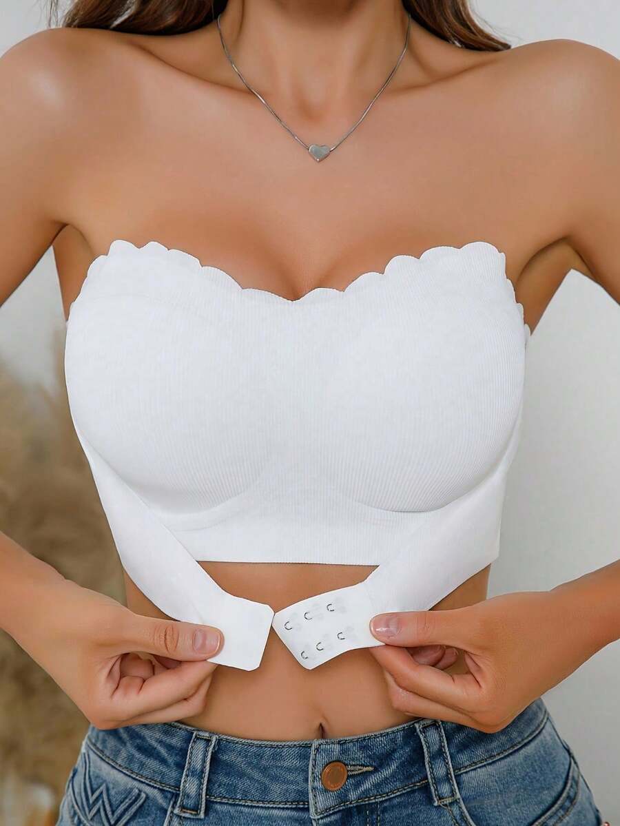 [Sexy Backless Camisole Bra] Sexy Backless Camisole Bra For Women - Front Opening, Pleated Design, Wireless With Removable Pads, Nylon/Spandex Blend, Multicolor, Medium Support, Perfect For Adult Lingerie & Intimate Apparel, Nonsymmetric Fit
