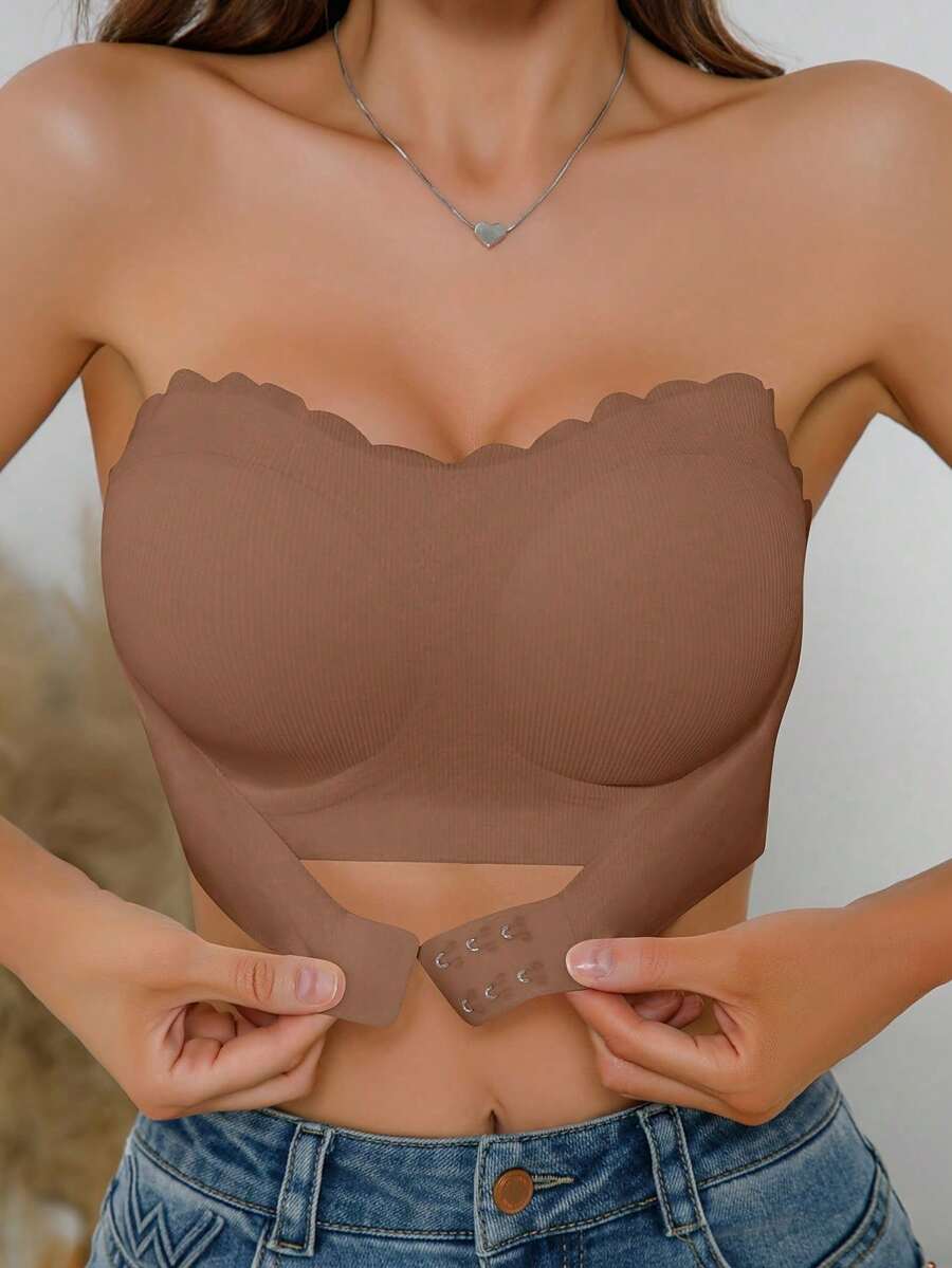 [Sexy Backless Camisole Bra] Sexy Backless Camisole Bra For Women - Front Opening, Pleated Design, Wireless With Removable Pads, Nylon/Spandex Blend, Multicolor, Medium Support, Perfect For Adult Lingerie & Intimate Apparel, Nonsymmetric Fit