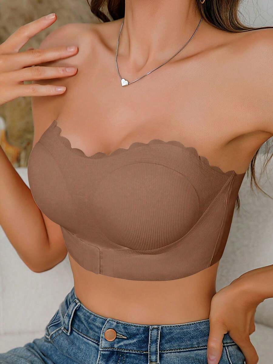 [Sexy Backless Camisole Bra] Sexy Backless Camisole Bra For Women - Front Opening, Pleated Design, Wireless With Removable Pads, Nylon/Spandex Blend, Multicolor, Medium Support, Perfect For Adult Lingerie & Intimate Apparel, Nonsymmetric Fit