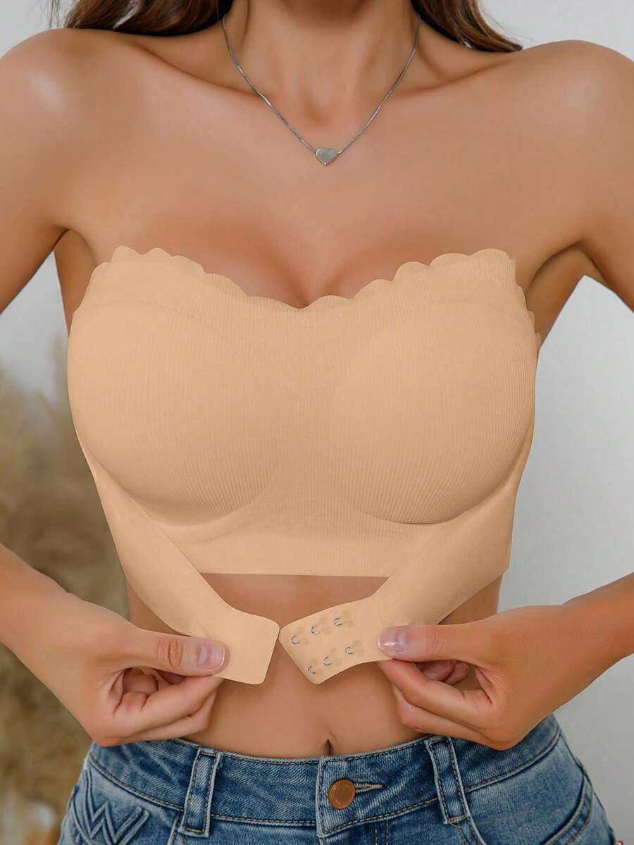 [Sexy Backless Camisole Bra] Sexy Backless Camisole Bra For Women - Front Opening, Pleated Design, Wireless With Removable Pads, Nylon/Spandex Blend, Multicolor, Medium Support, Perfect For Adult Lingerie & Intimate Apparel, Nonsymmetric Fit