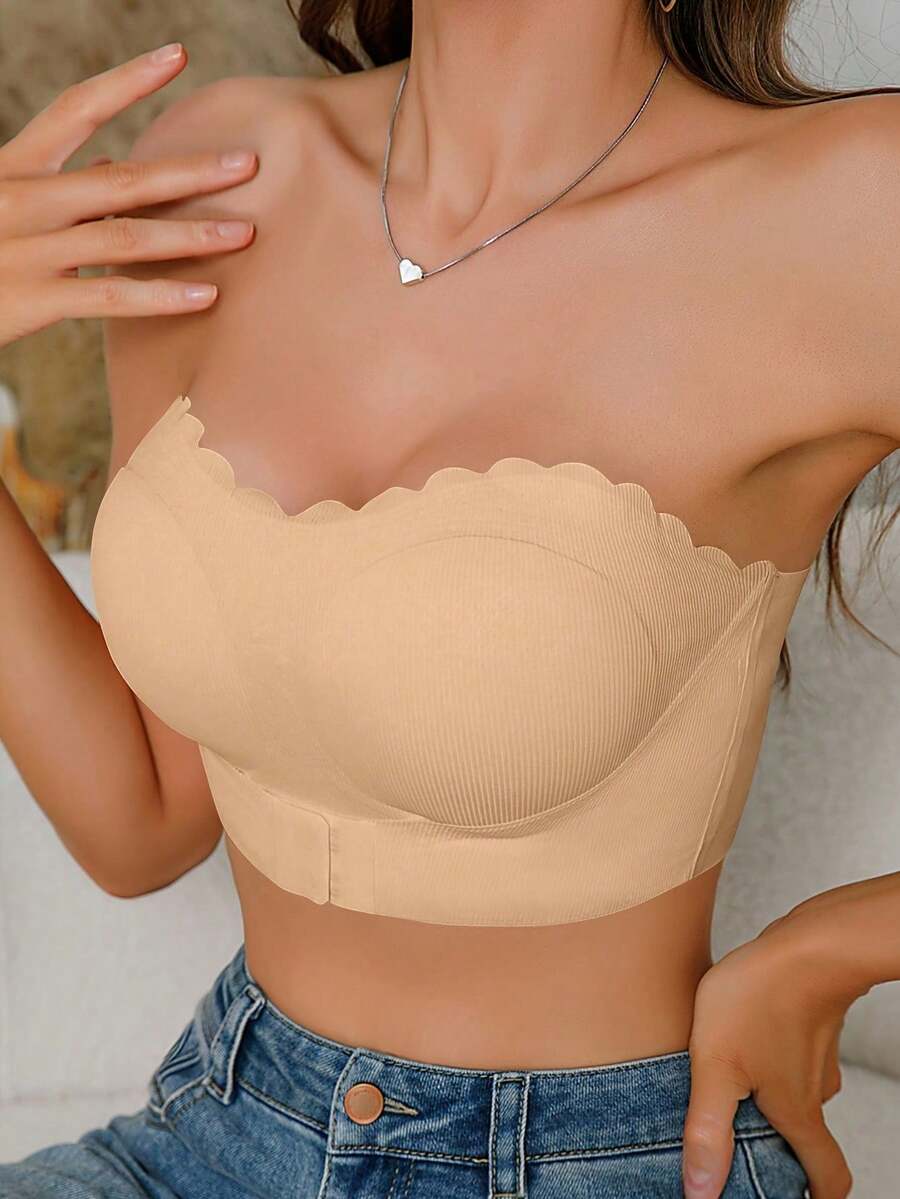 [Sexy Backless Camisole Bra] Sexy Backless Camisole Bra For Women - Front Opening, Pleated Design, Wireless With Removable Pads, Nylon/Spandex Blend, Multicolor, Medium Support, Perfect For Adult Lingerie & Intimate Apparel, Nonsymmetric Fit