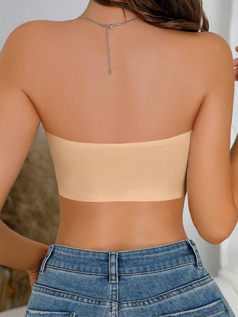[Sexy Backless Camisole Bra] Sexy Backless Camisole Bra For Women - Front Opening, Pleated Design, Wireless With Removable Pads, Nylon/Spandex Blend, Multicolor, Medium Support, Perfect For Adult Lingerie & Intimate Apparel, Nonsymmetric Fit