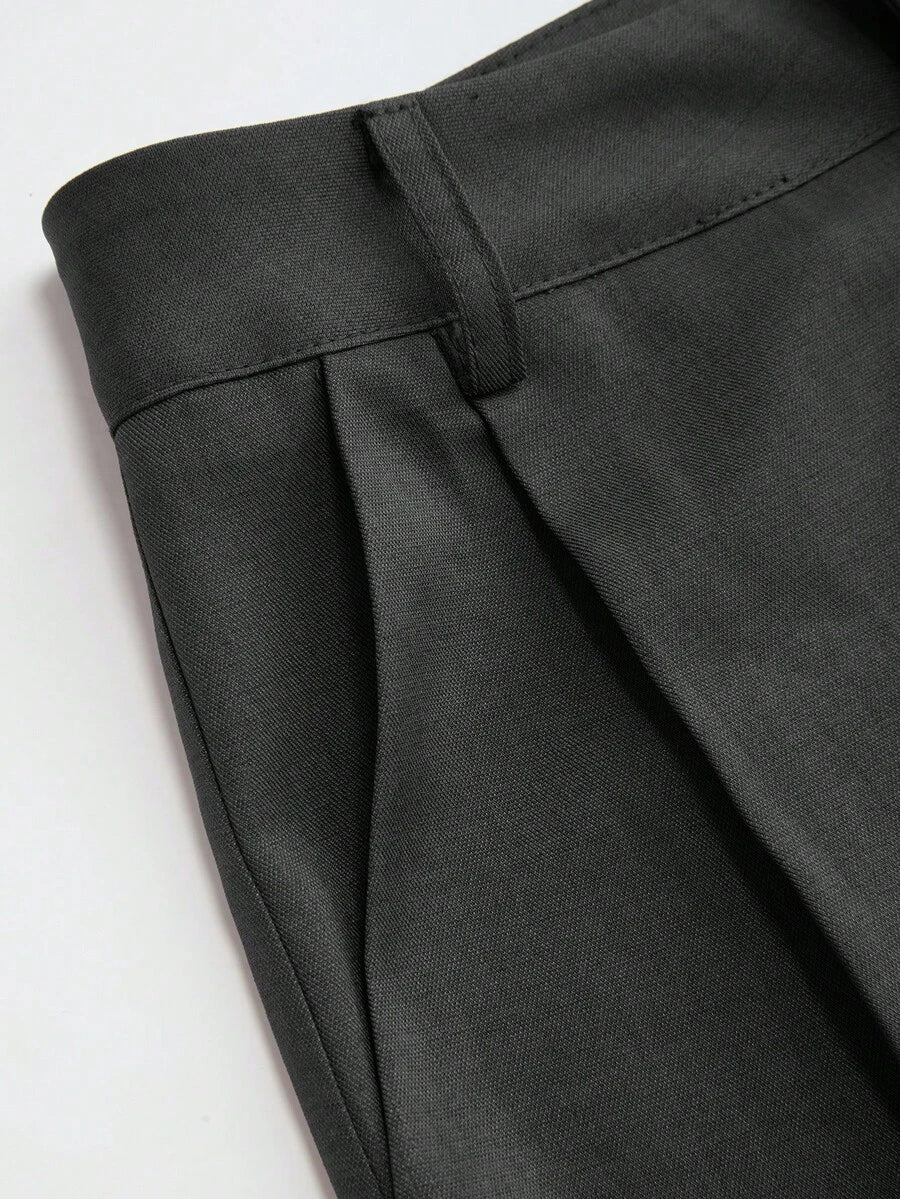 Vela Rue Minimalist Design Jumpsuit Pants, Hook & Zipper Closure, Thin Solid Green Straight Leg Trousers, Flattering Wide Leg, Fashionable All Season