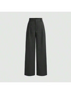 Vela Rue Minimalist Design Jumpsuit Pants, Hook & Zipper Closure, Thin Solid Green Straight Leg Trousers, Flattering Wide Leg, Fashionable All Season