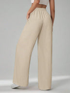 SHEIN Tall Women's Solid Color Belted Wide Leg Loose Casual Pants,Cargo Pants