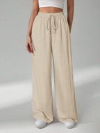 SHEIN Tall Women's Solid Color Belted Wide Leg Loose Casual Pants,Cargo Pants