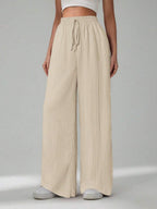 SHEIN Tall Women's Solid Color Belted Wide Leg Loose Casual Pants,Cargo Pants