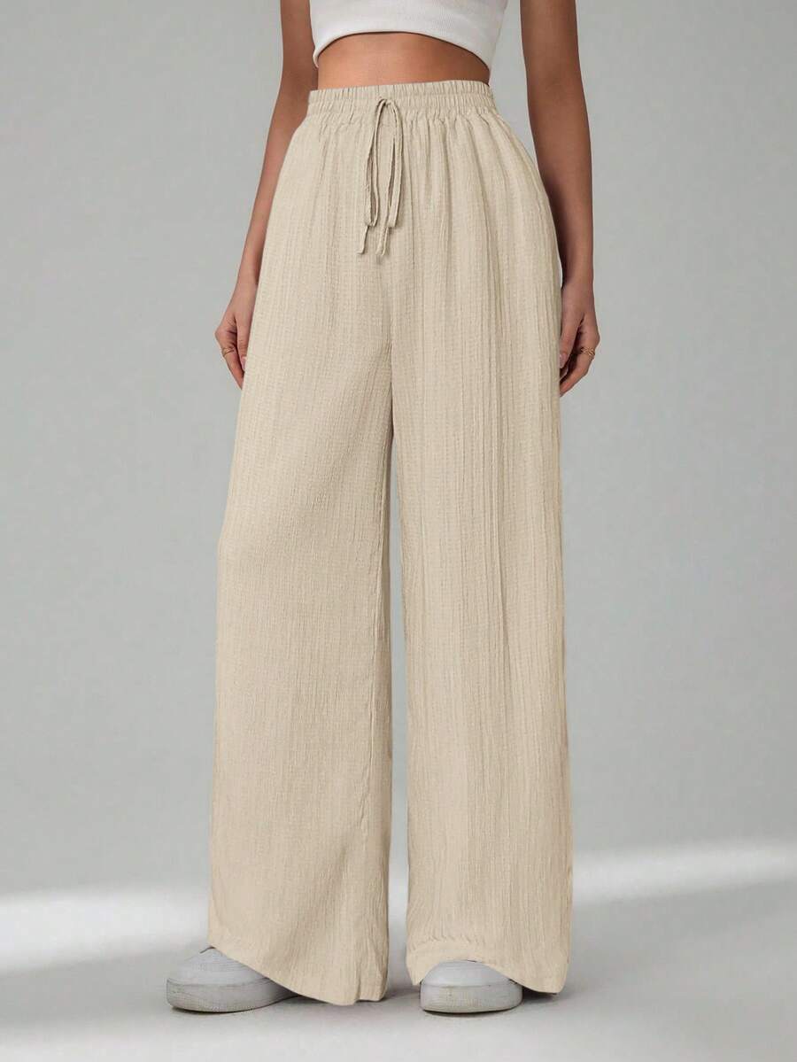 SHEIN Tall Women's Solid Color Belted Wide Leg Loose Casual Pants,Cargo Pants