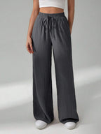 SHEIN Tall Women's Solid Color Belted Wide Leg Loose Casual Pants,Cargo Pants