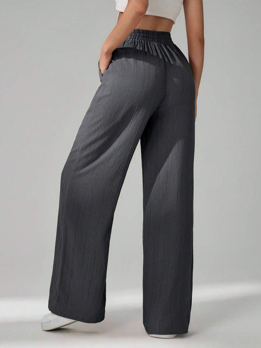 SHEIN Tall Women's Solid Color Belted Wide Leg Loose Casual Pants,Cargo Pants