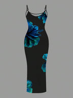 Slaydiva Casual Floral Print Camisole Bodycon Long Dress For Women, Summer Yellow Floral Bodycon Dress Yellow Summer Dress Bodycon Dress Women Yellow Dress Floral Print Bodycon Dress Suitable For Going Out Chic Dress