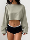 Mystra Solid Color Loose Cropped Women Top