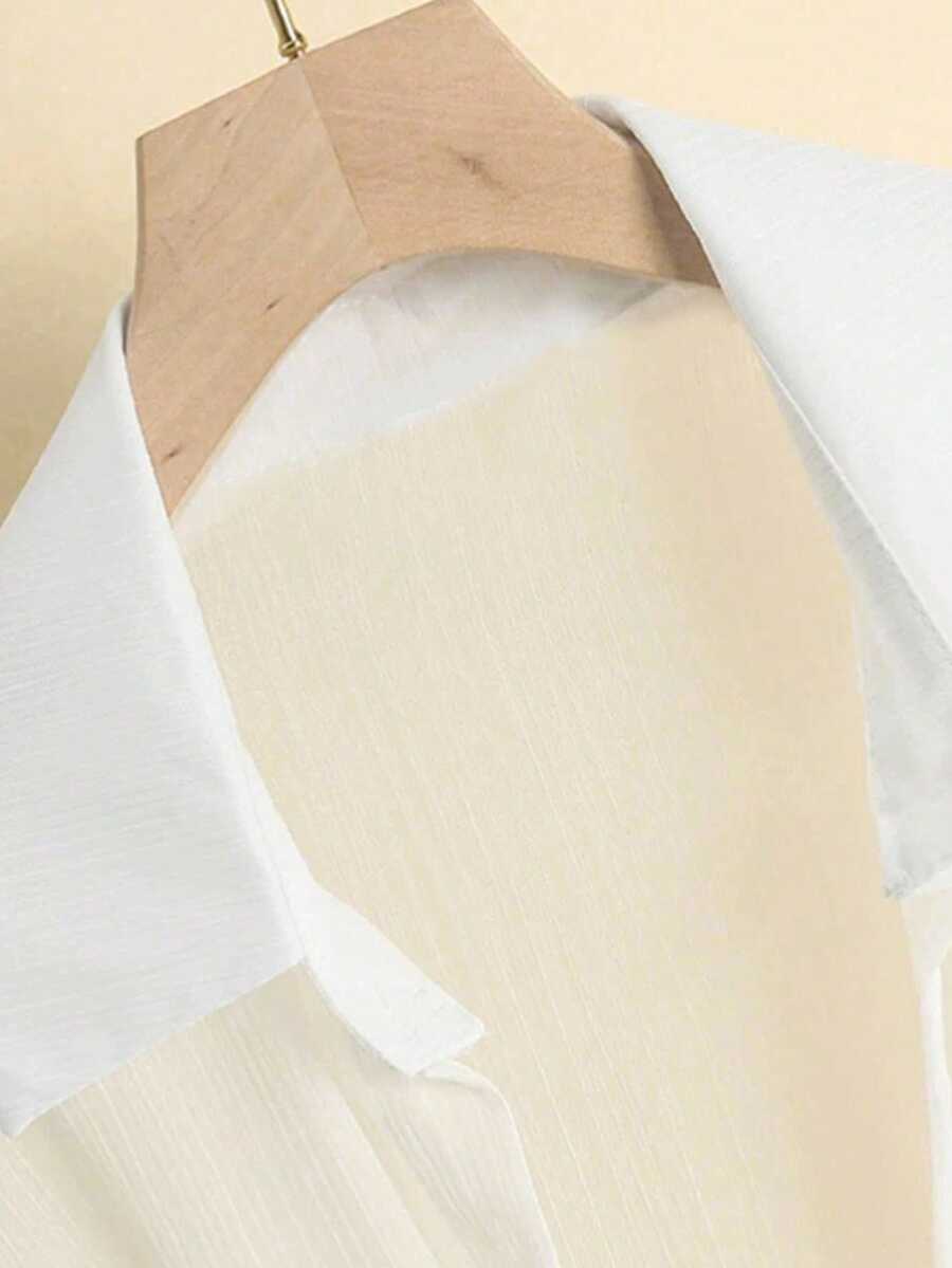 INAWLY New Bat Wing Cropped Casual Chiffon Women Solid Color Shirt