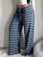 SHEIN SXY Women's Comfortable Casual Simple Low Waist Drawstring Wide Leg Pants Striped Pants Set Comfy Pants Set Women Lounge Pants Set