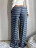 SHEIN SXY Women's Comfortable Casual Simple Low Waist Drawstring Wide Leg Pants Striped Pants Set Comfy Pants Set Women Lounge Pants Set