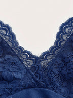 ROMWE PUNK Contrast Lace Ruched Halter Top