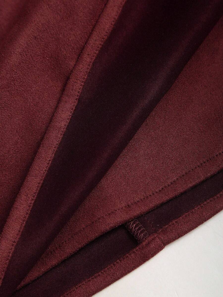 Sweetra Vintage Italian Style Maillard Color Pleated Bodycon Skirt, Sexy & Alluring For Autumn/Winter