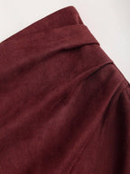 Sweetra Vintage Italian Style Maillard Color Pleated Bodycon Skirt, Sexy & Alluring For Autumn/Winter